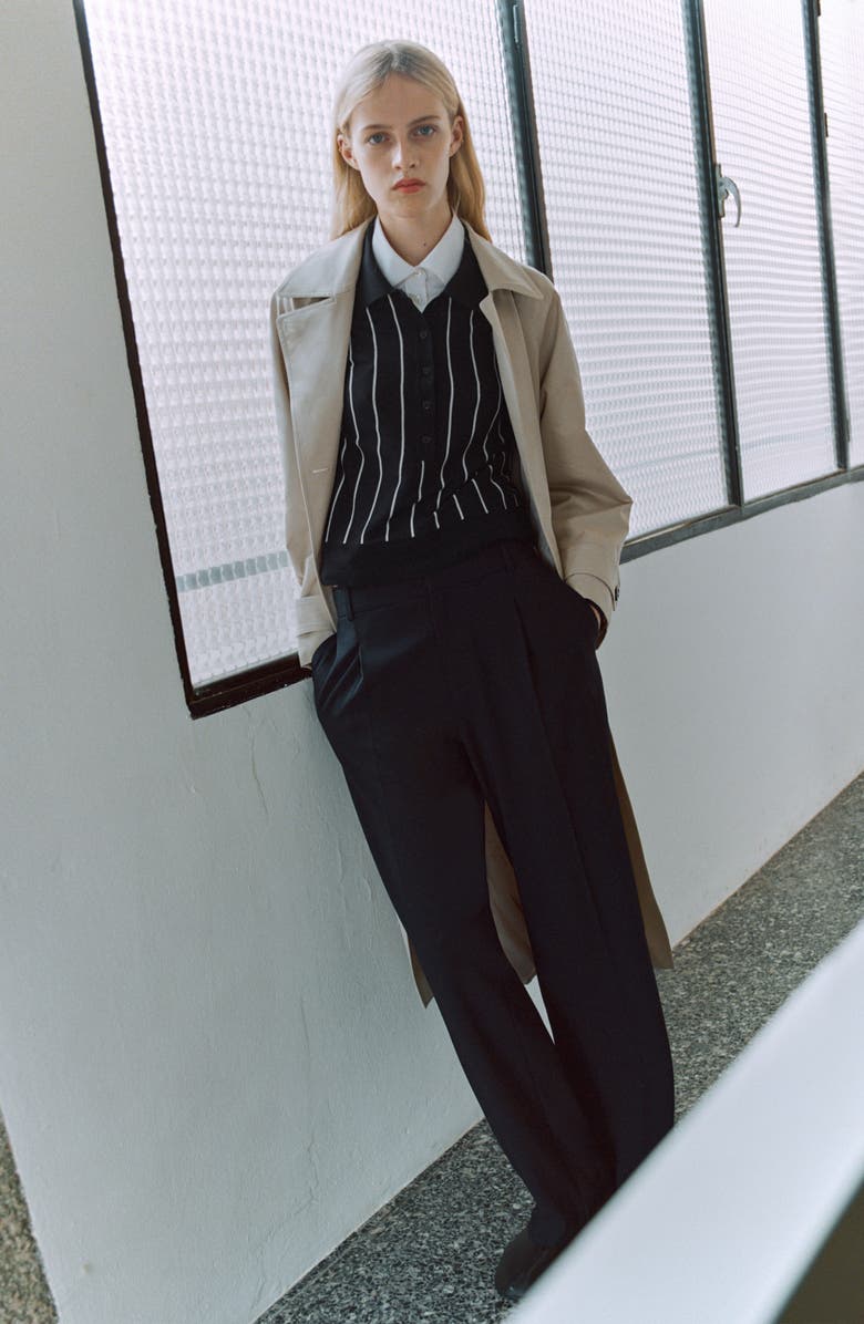 MANGO Stripe Polo Sweater, Alternate, color, Navy