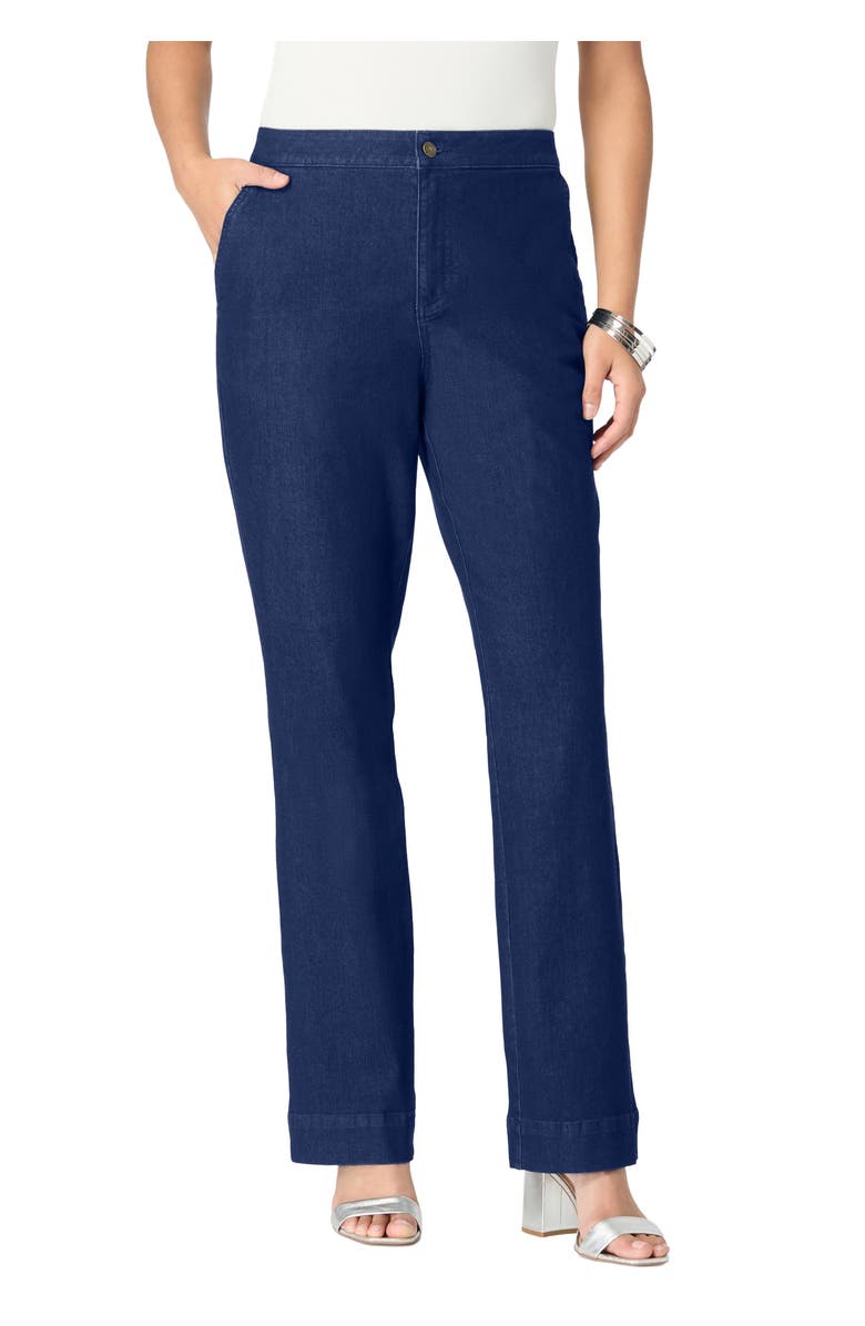 Roaman's Plus Size High-Rise Bootcut Denim Trouser, Main, color, Dark Wash