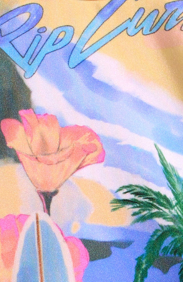 Rip Curl Kids' Malibu Short sleeve Two-Piece Rashguard Swimsuit, Alternate, color, Yellow Multi