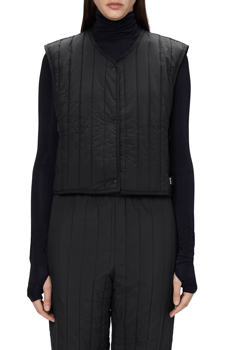 Rains Banja Water Resistant Crop Liner Vest, Main, color, Black