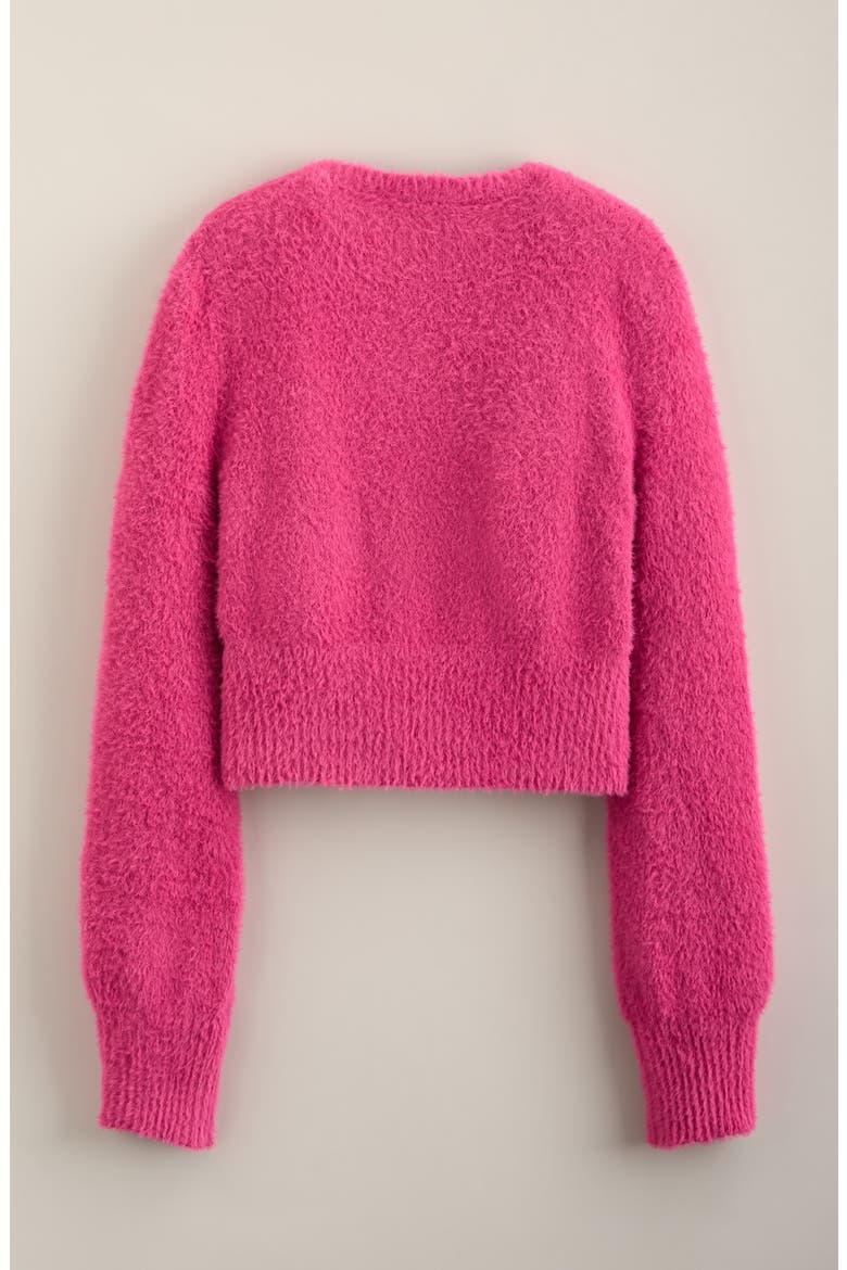 Kids' Fuzzy Cropped Cardigan, Alternate, color, PINK FUCHSIA