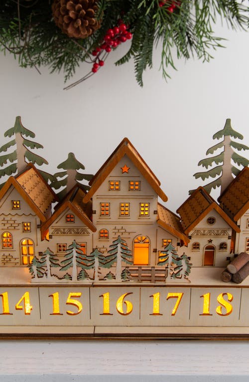 Balsam Hill Natural Lit Wooden Christmas Village Advent Calendar In Brown