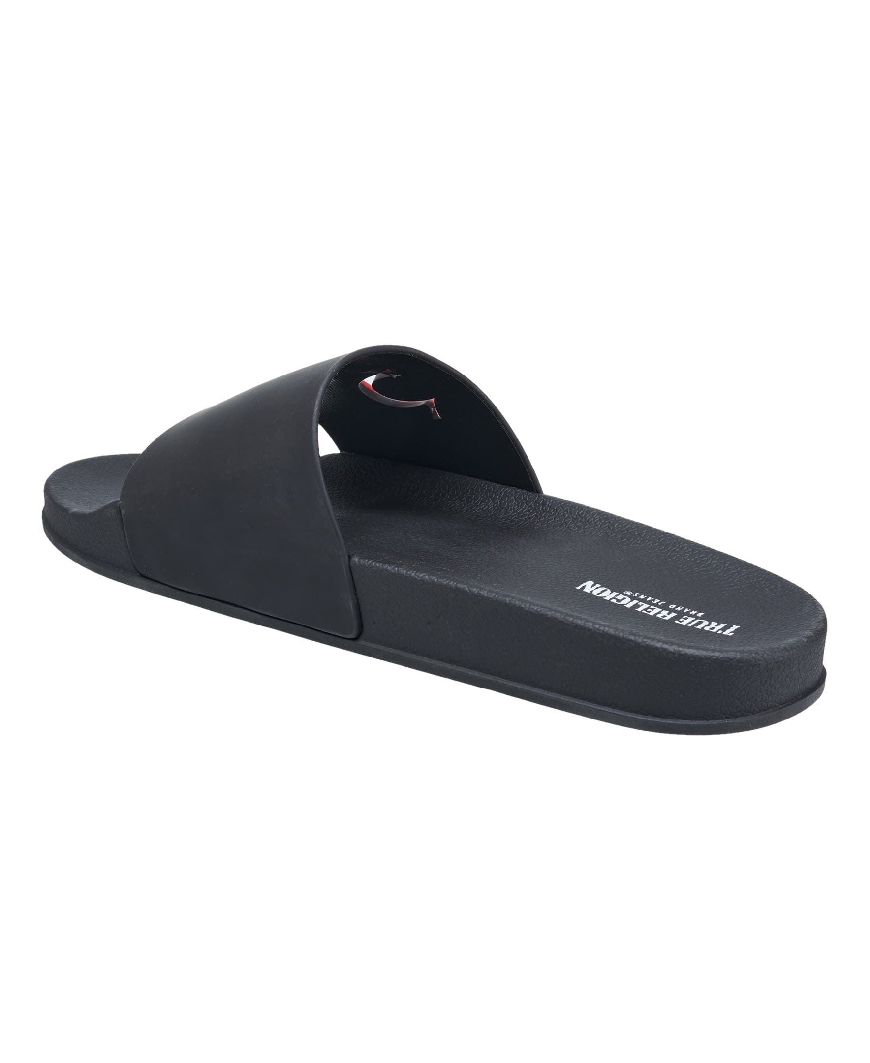 True Religion Russell Chopout Logo Slide, Alternate, color, Black