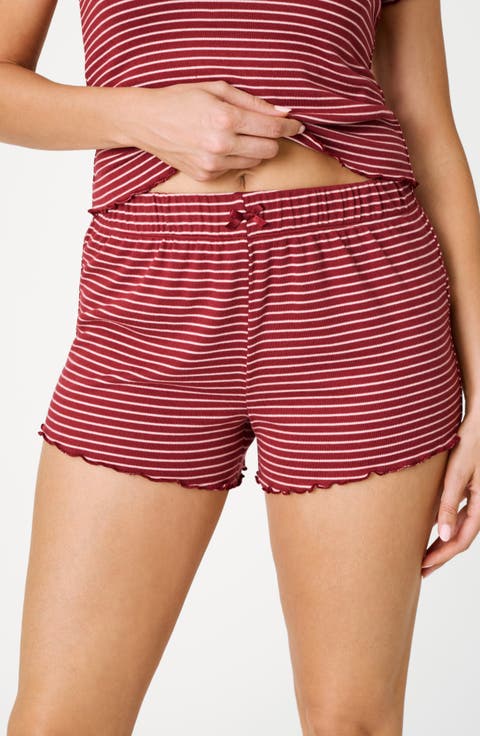 Striped Pointelle Pajama Shorts