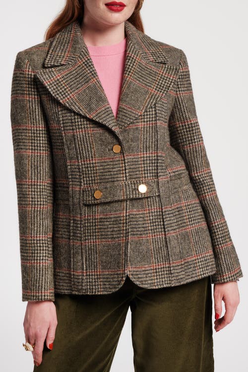 Frances Valentine Bobby Blazer Central Park Plaid Wool In Brown