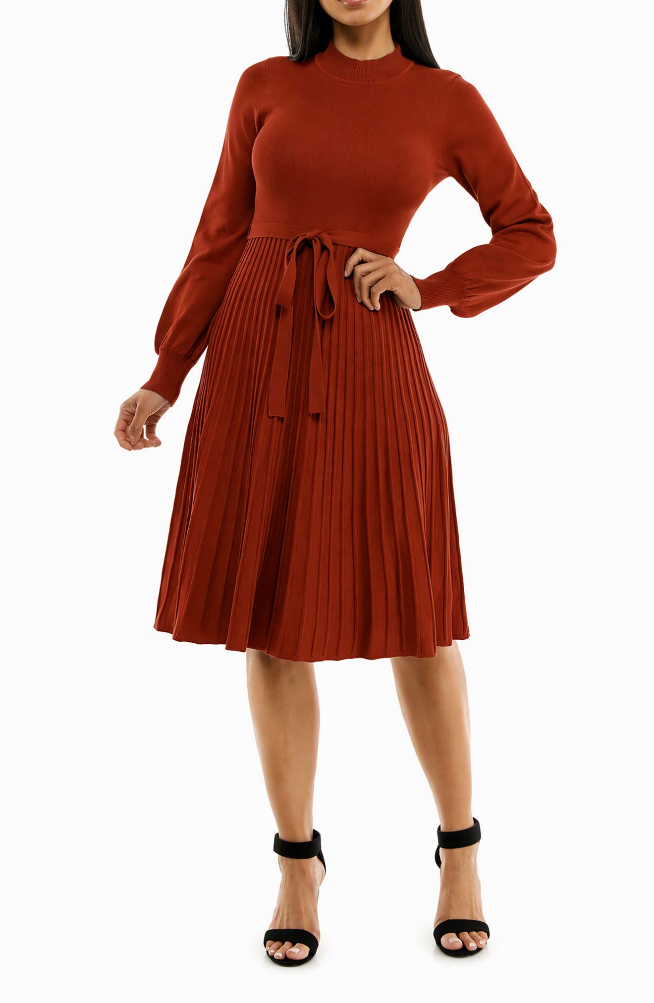 Tie Waist Fit & Flare Sweater Dress