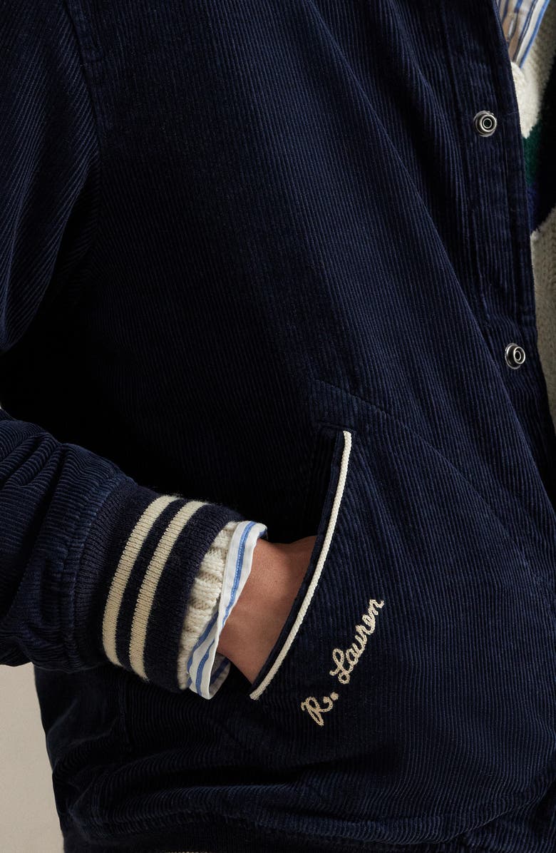 Polo Ralph Lauren Logo Appliqué Corduroy Varsity Jacket, Alternate, color,