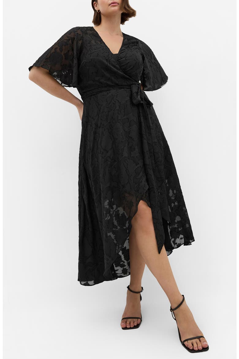 Maxi Love Burnout Wrap Dress, Main, color, BLACK