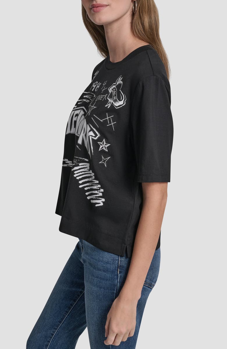 DKNY Embroidered 1989 Notebook Scribbles Graphic T-Shirt, Alternate, color, Black