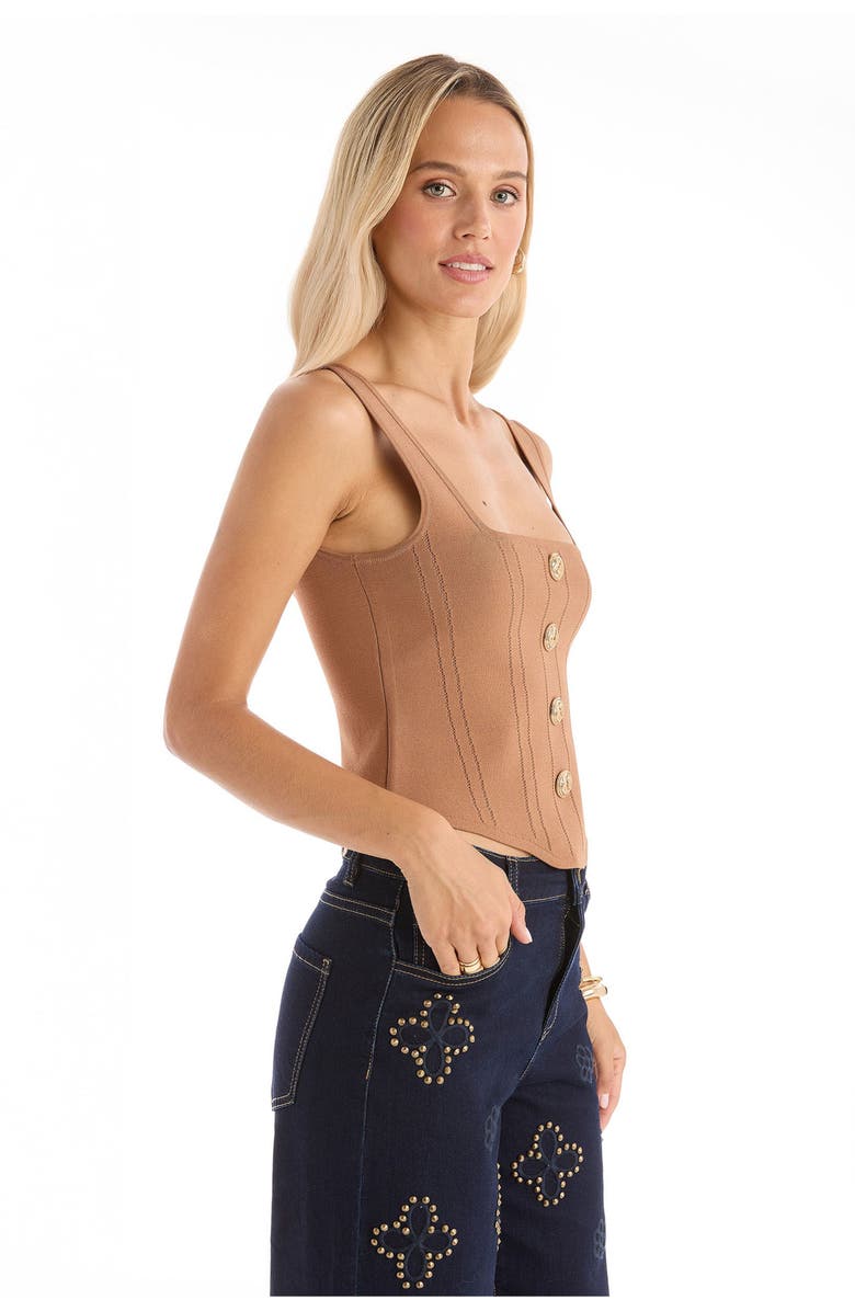 The Noli Shop Venus Button Top, Alternate, color, Mocha Mousse