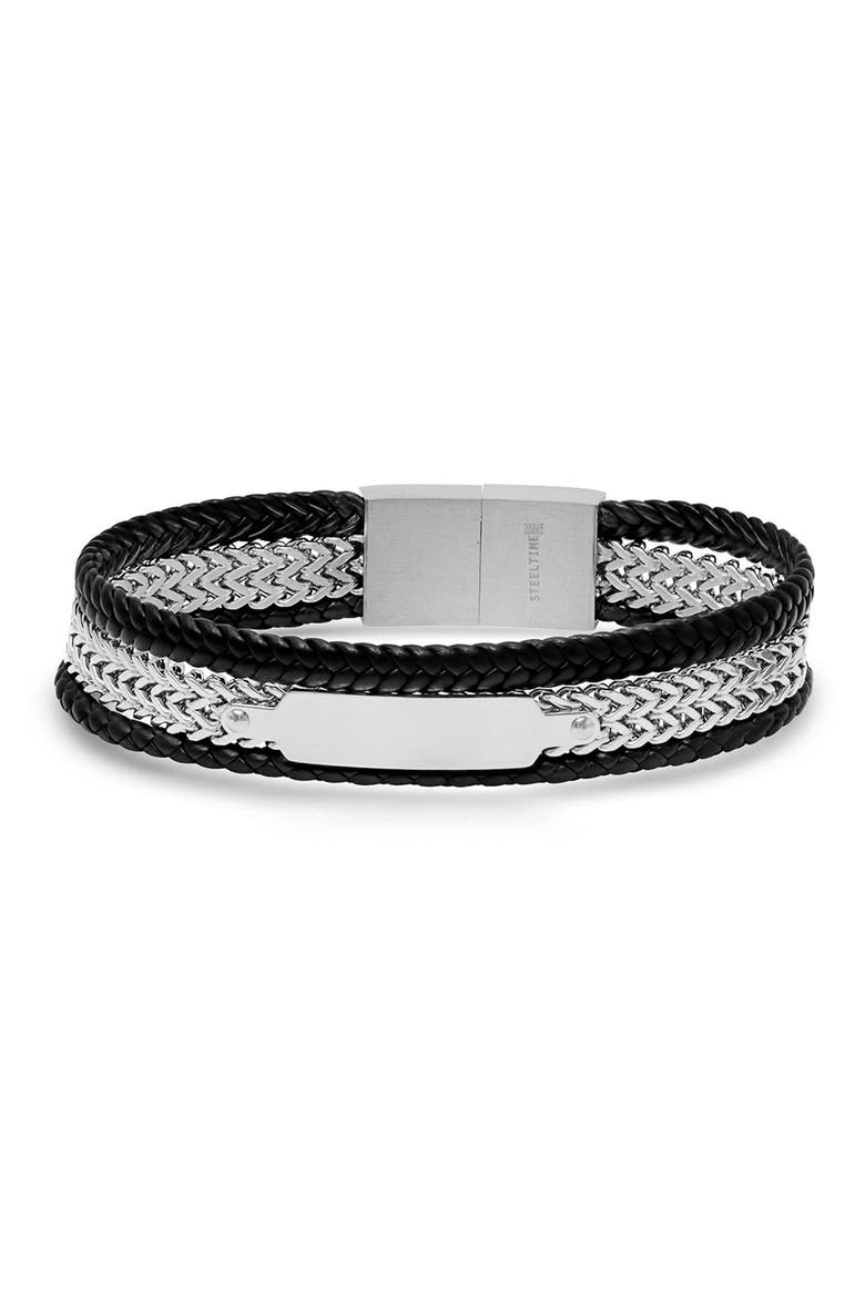 Men's Double Layer ID Bracelet, Main, color, BLACK