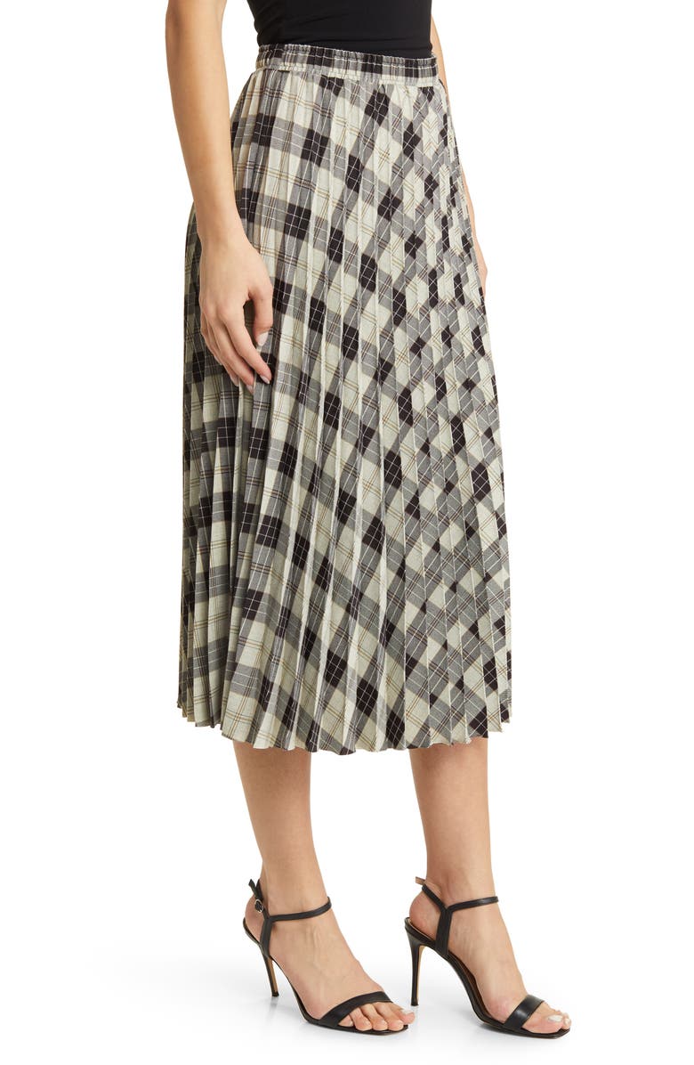 NIKKI LUND Robin Pleated Midi Skirt, Alternate, color, Black