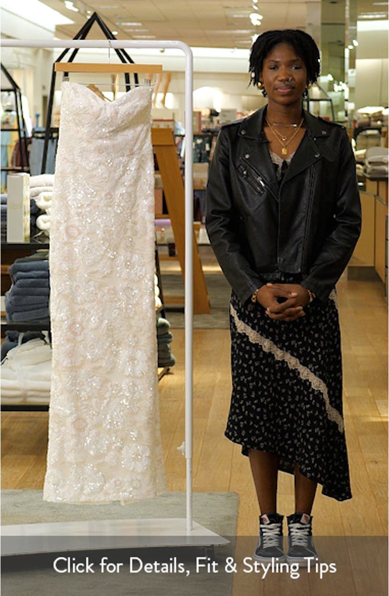 Vada Sequin Floral Strapless Column Gown, sales video thumbnail