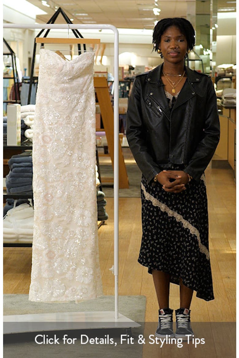 Vada Sequin Floral Strapless Column Gown video