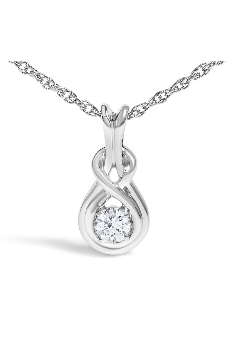 Haus of Brilliance Silver 1/10 Cttw Lab Grown Diamond Love Knot Solitaire Pendant Necklace, Alternate, color, White