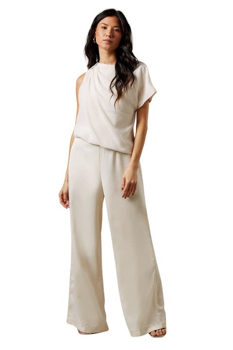 One Shoulder Drape Jumpsuit