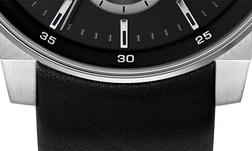 Hugo Boss Men's Peak 2.0 Quartz Chrono Black Leather Watch 45mm In Black