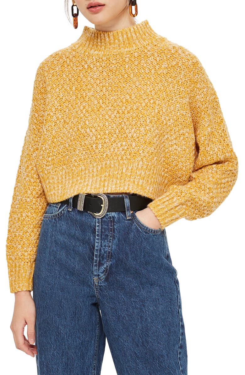 Topshop Curve Hem Crop Sweater, Main, color, 