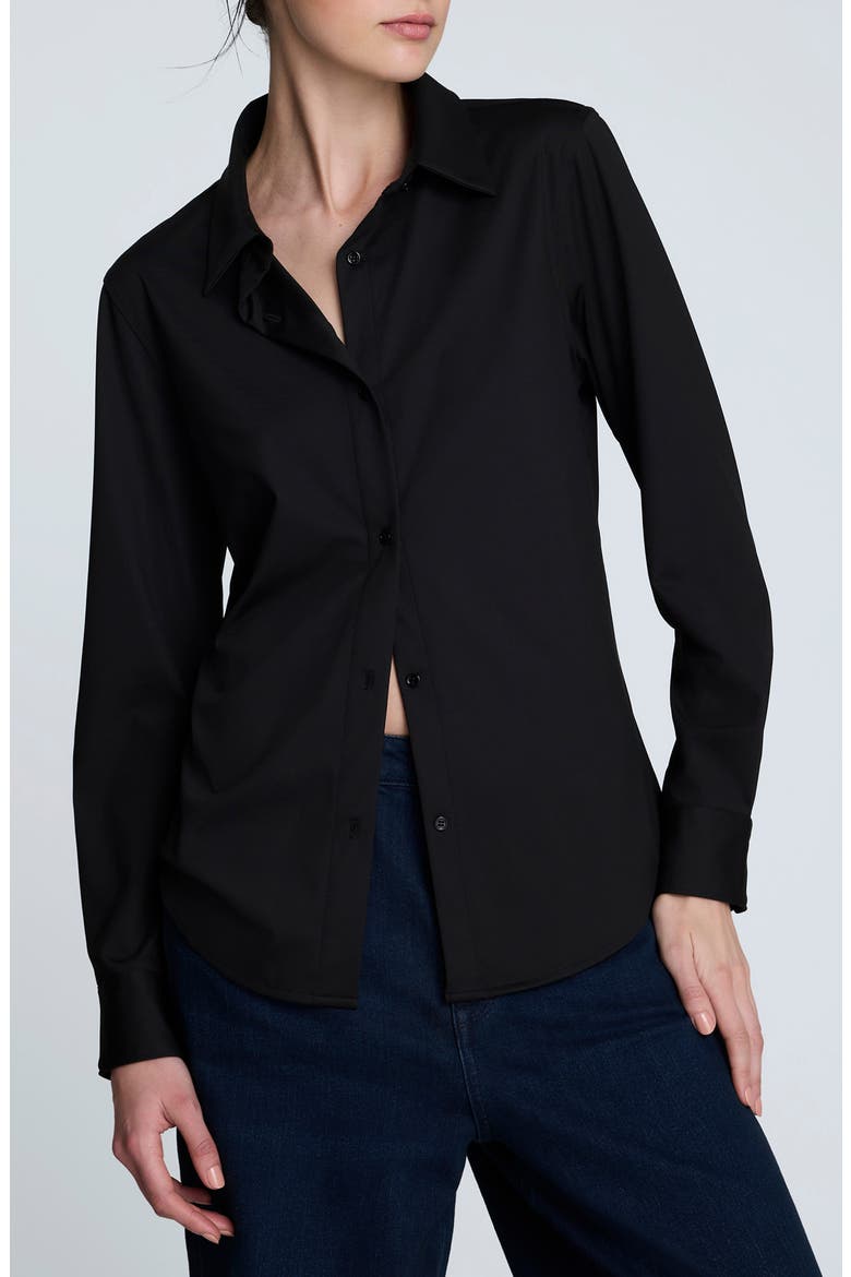 Knit Button-Up Shirt, Main, color, BLACK