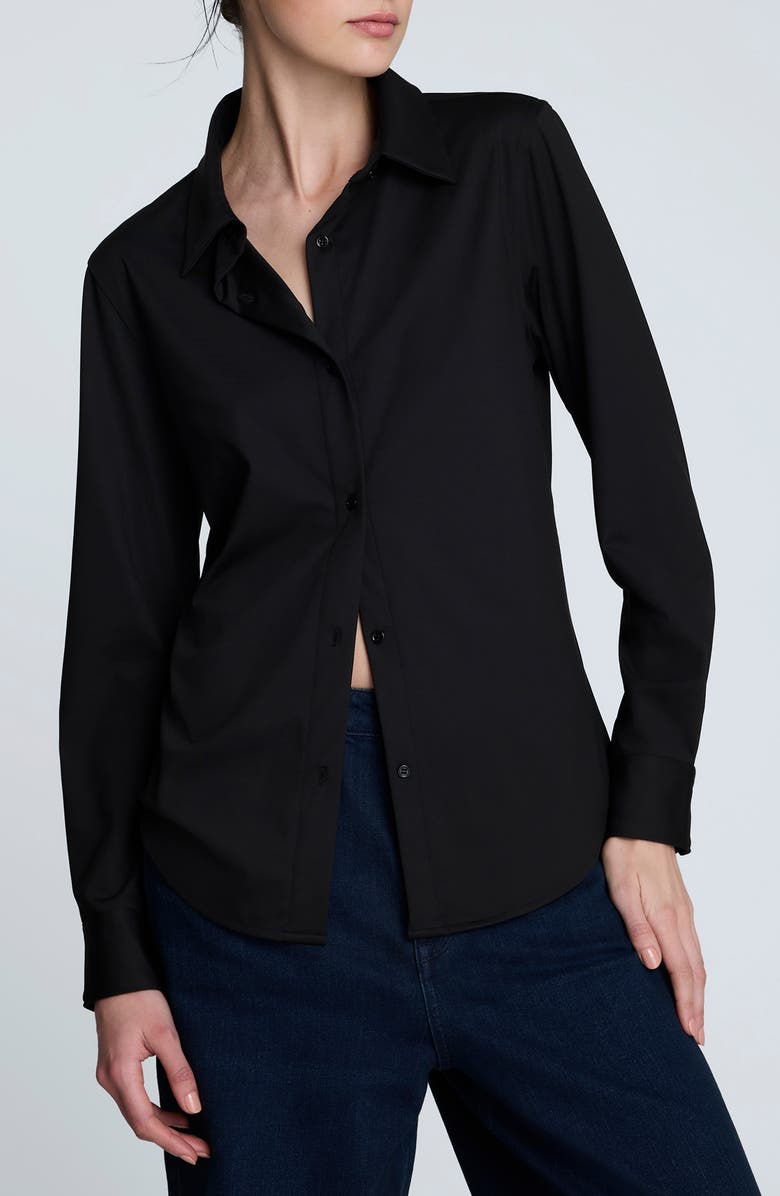 Kenneth Cole Knit Button-Up Shirt, Main, color, Black