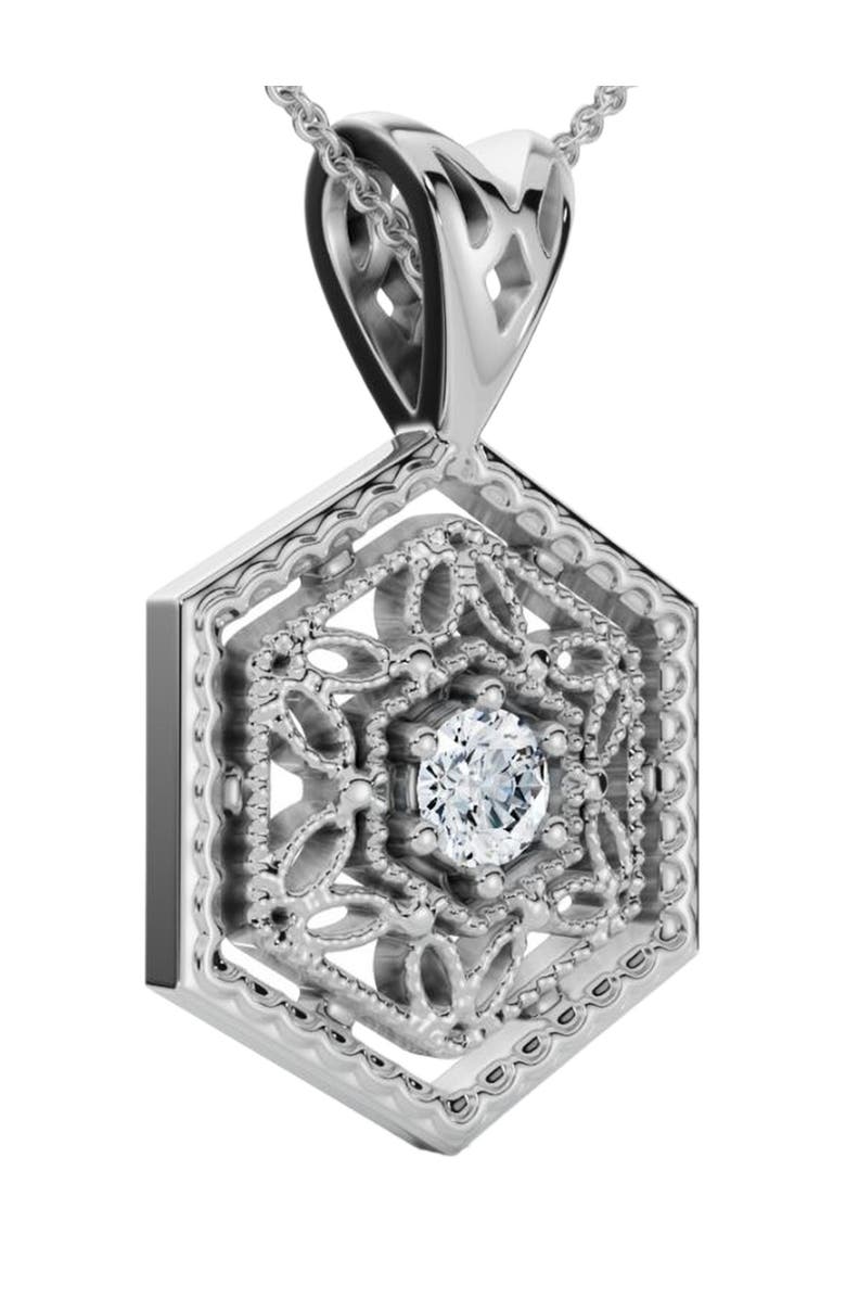 Bliss Diamond Solitaire EX3 Lab Grown Diamond Vintage Pendant 14K Gold 17.65mm, Alternate, color, 