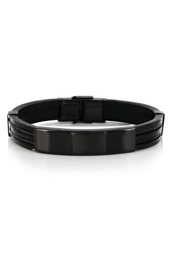 Blackjack Silicone & Stainless Steel Id Bar Bracelet