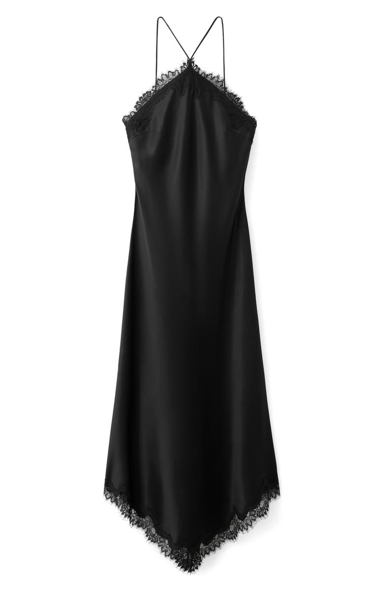 MANGO Lace Sleeveless Satin Maxi Dress, Alternate, color,