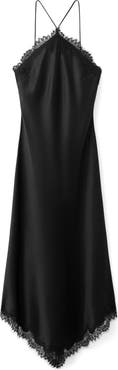MANGO Lace Sleeveless Satin Maxi Dress
