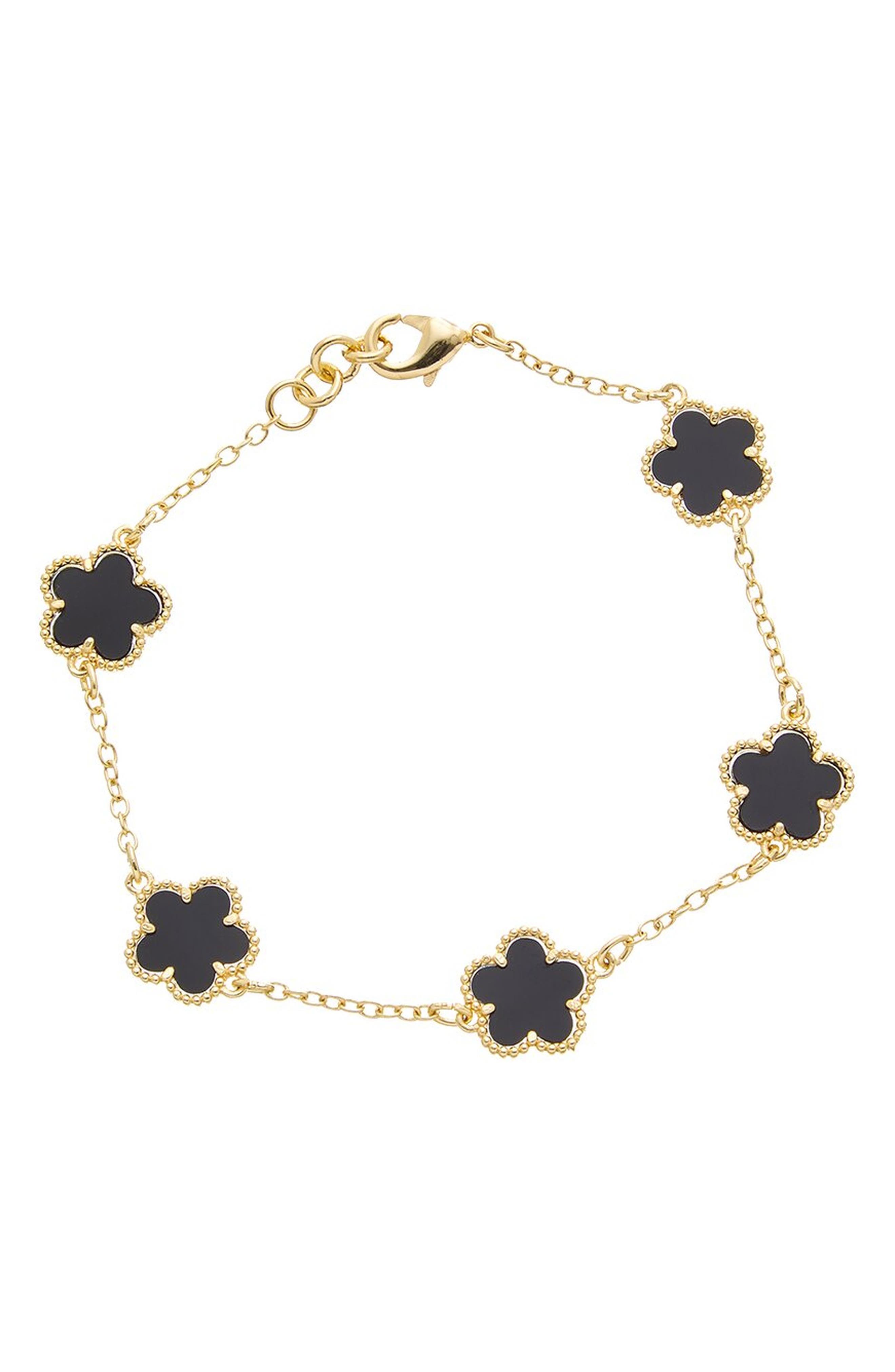 Flower Charm Link Bracelet