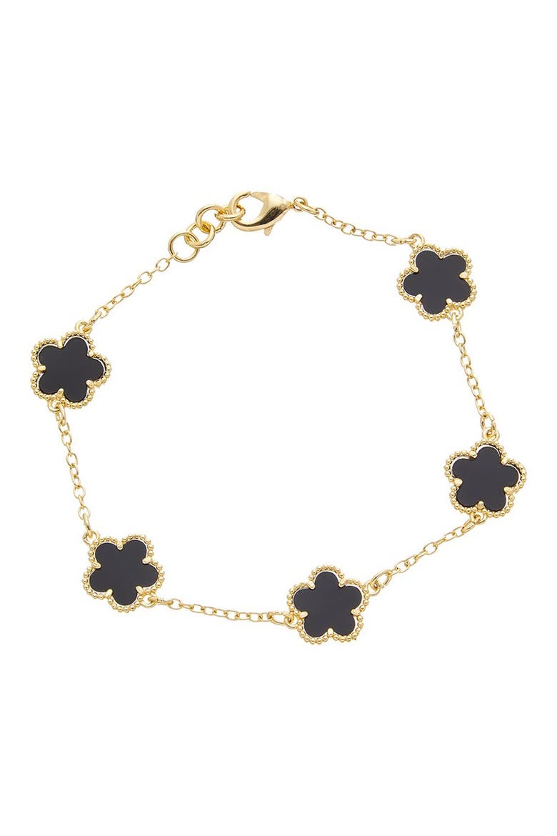 Flower Charm Link Bracelet, Main, color, GOLD 959
