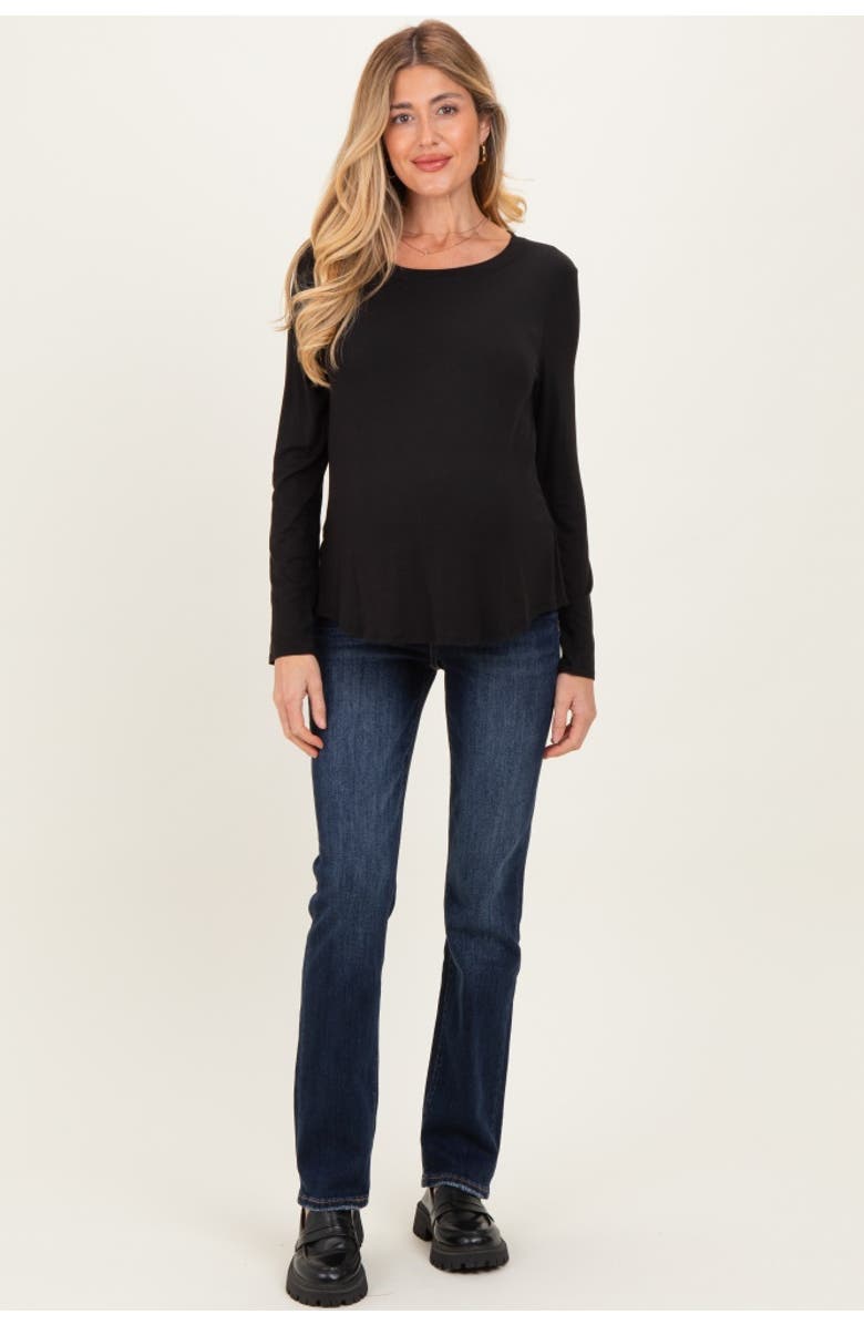 PinkBlush Distressed Hem Slim Straight Leg Maternity Jeans, Alternate, color, Navy Blue