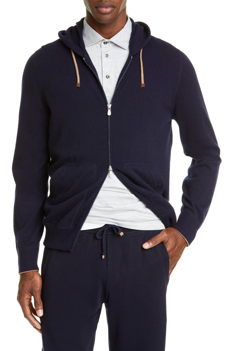 Brunello Cucinelli Cashmere Full Zip Hoodie, Main, color, 