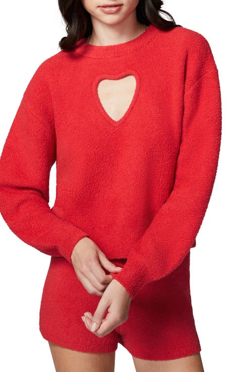 Cloud Heart Cutout Bouclé Sweater