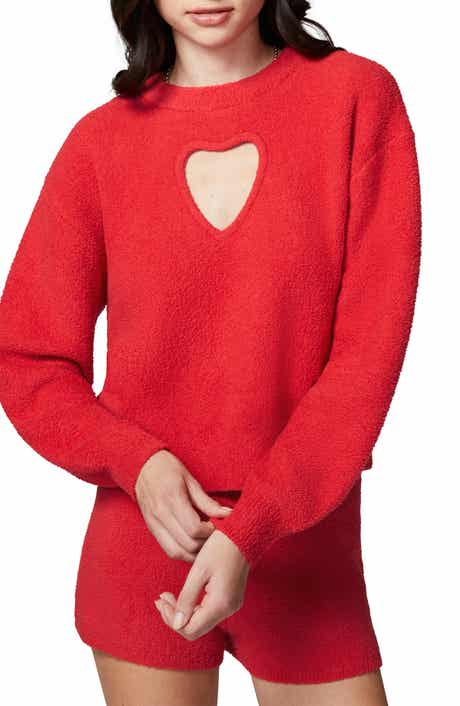 Florence by Mills Cloud Heart Cutout Bouclé Sweater