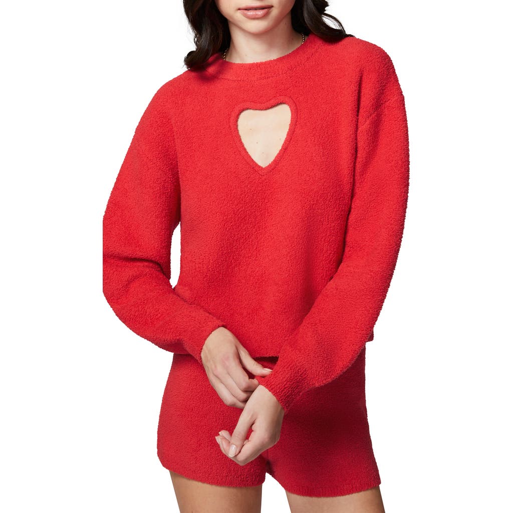Florence By Mills Cloud Heart Cutout Bouclé Sweater