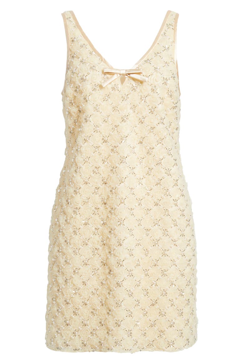 Jeanetta Beaded Cocktail Minidress, Alternate, color, BUTTER
