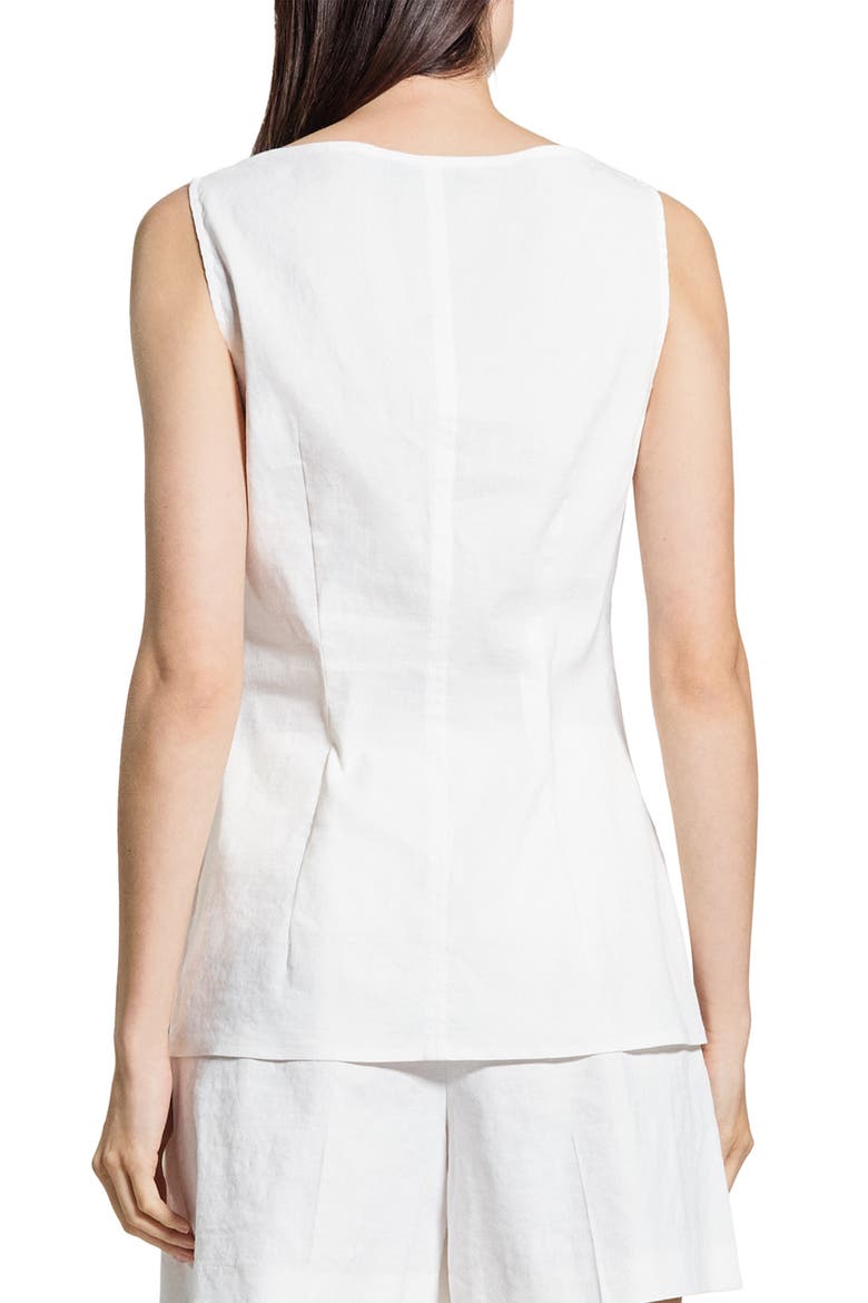 Boatneck Sleeveless Linen Blend Button-Up Shirt, Alternate, color, WHITE