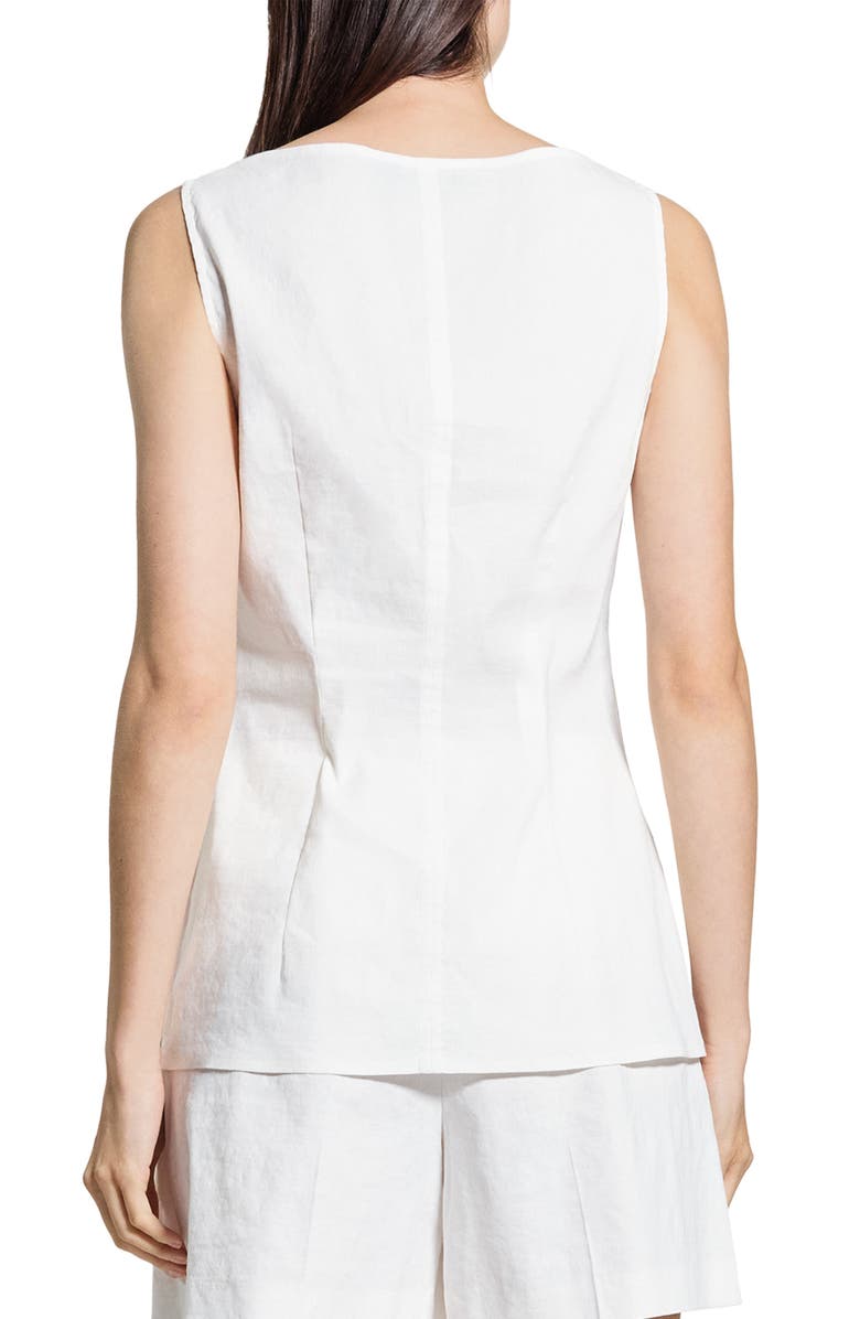 Theory Boatneck Sleeveless Linen Blend Button-Up Shirt, Alternate, color, White