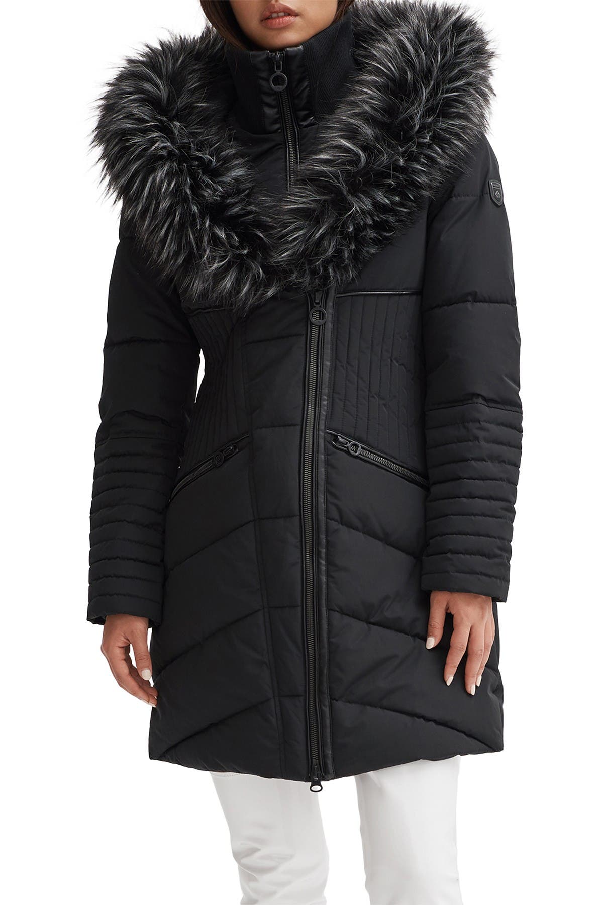 Noize Gigi Vegan Faux Fur Trim Quilted Parka