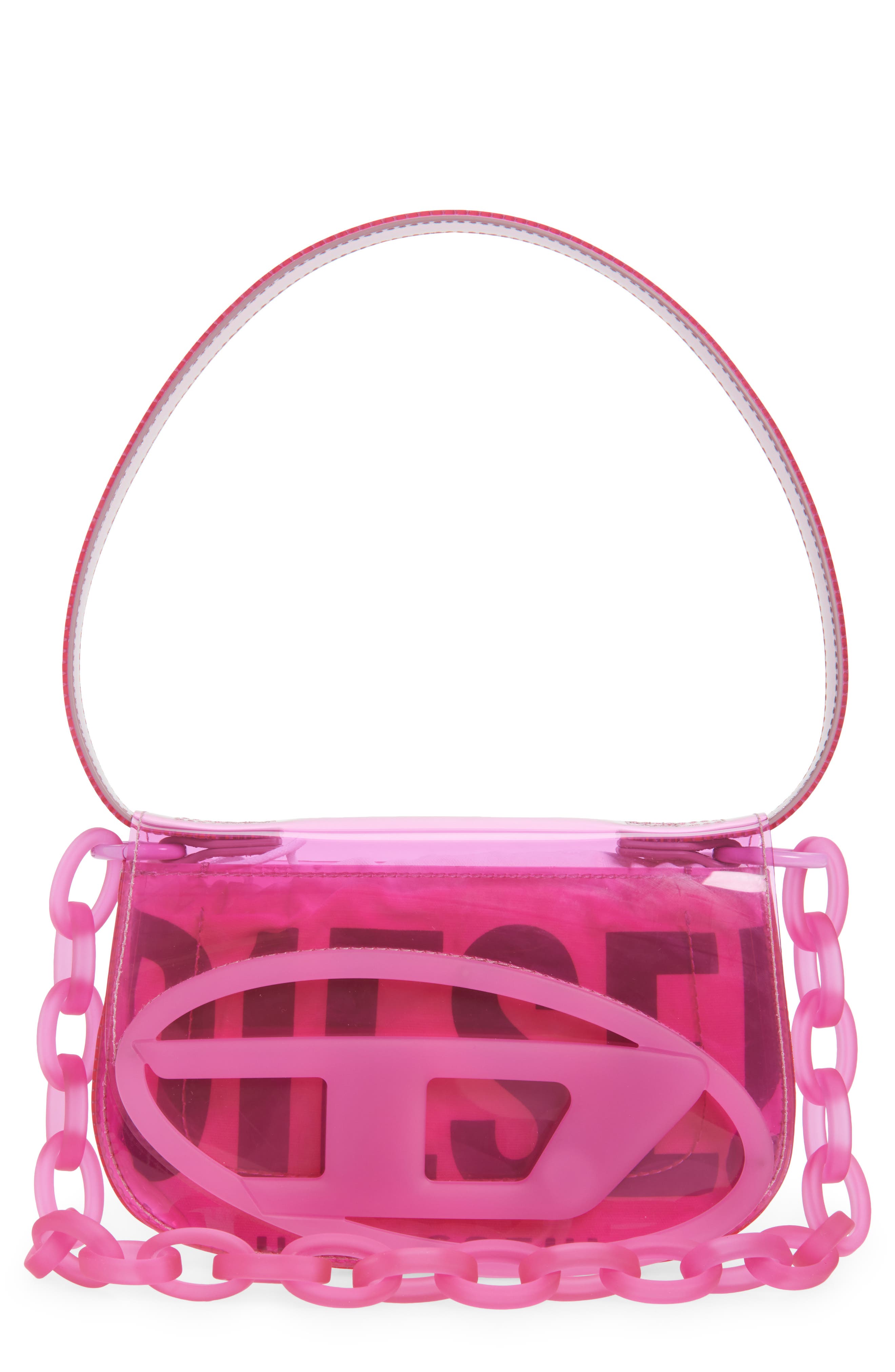 DIESEL<sup>®</sup> 1DR Logo Clear Shoulder Bag, Main, color, Pink