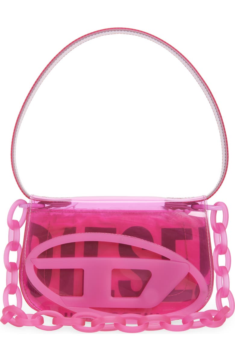 DIESEL<sup>®</sup> 1DR Logo Clear Shoulder Bag, Main, color, Pink