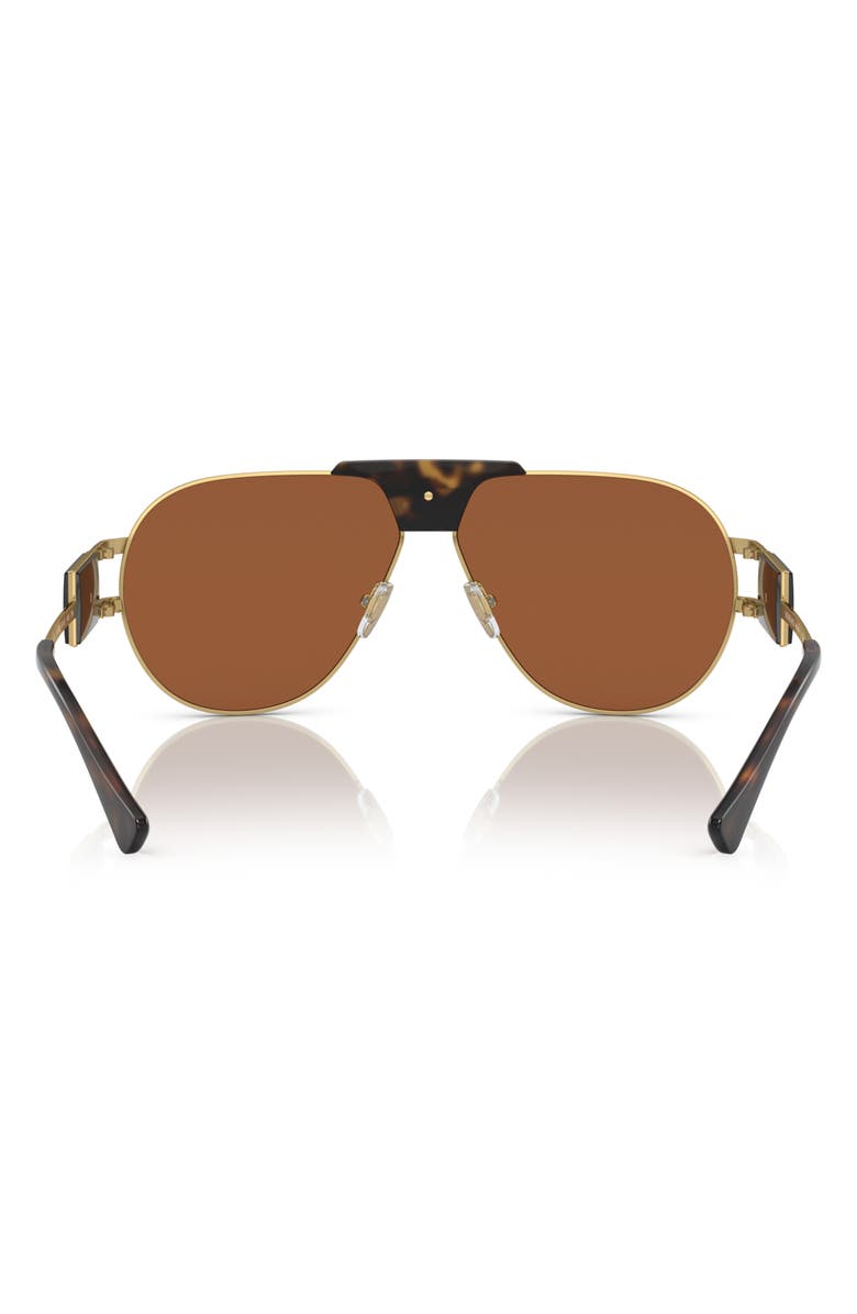 Versace 63mm Oversize Pilot Sunglasses, Alternate, color, Dark Brown
