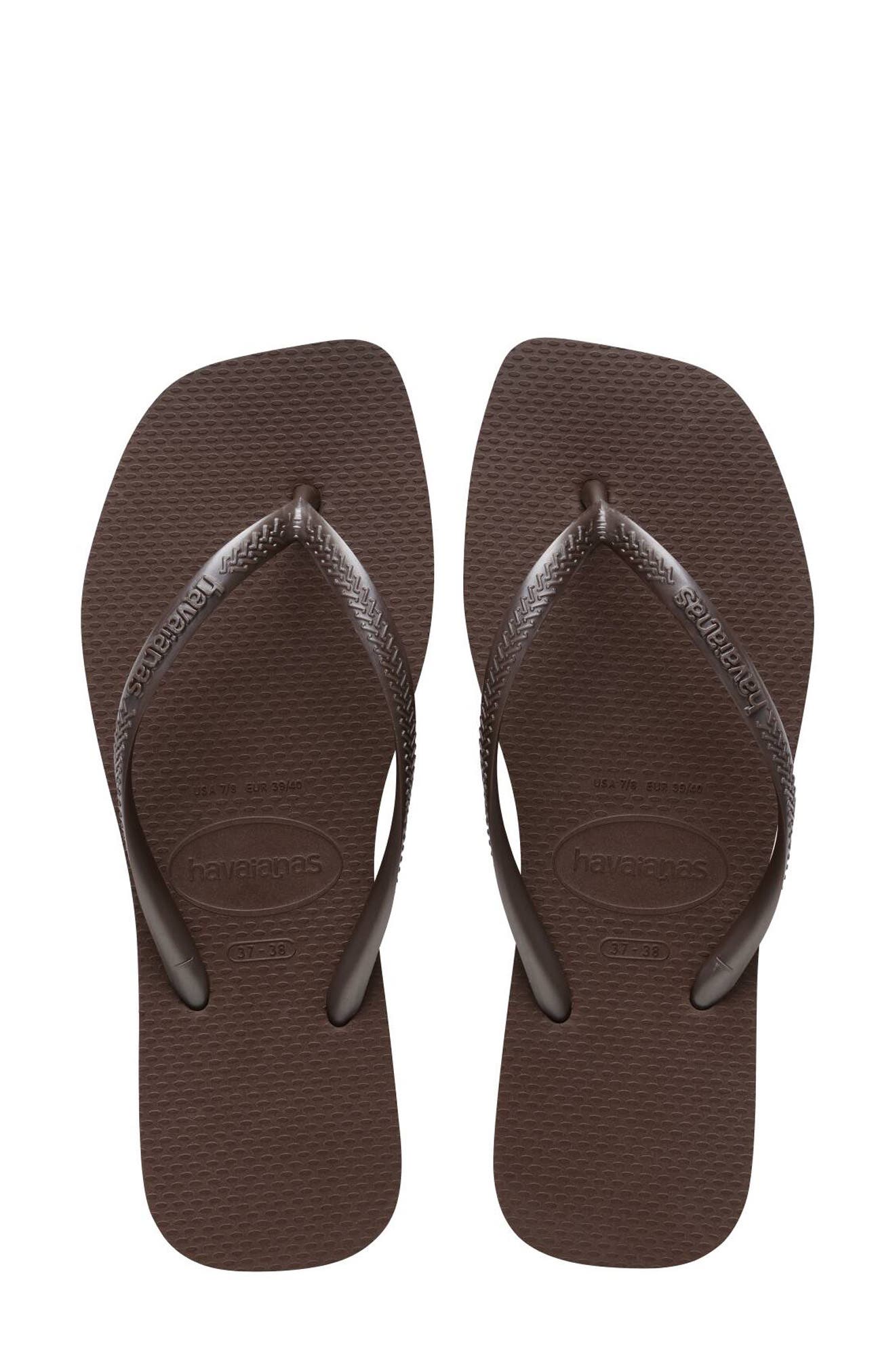 Slim Square Flip Flop, Alternate, color, DARK BROWN