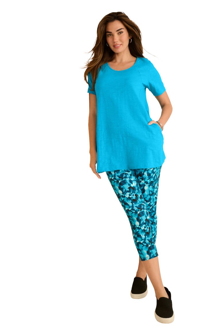 Plus Size Scoopneck Short Sleeve Pocket Tunic, Main, color, OCEAN