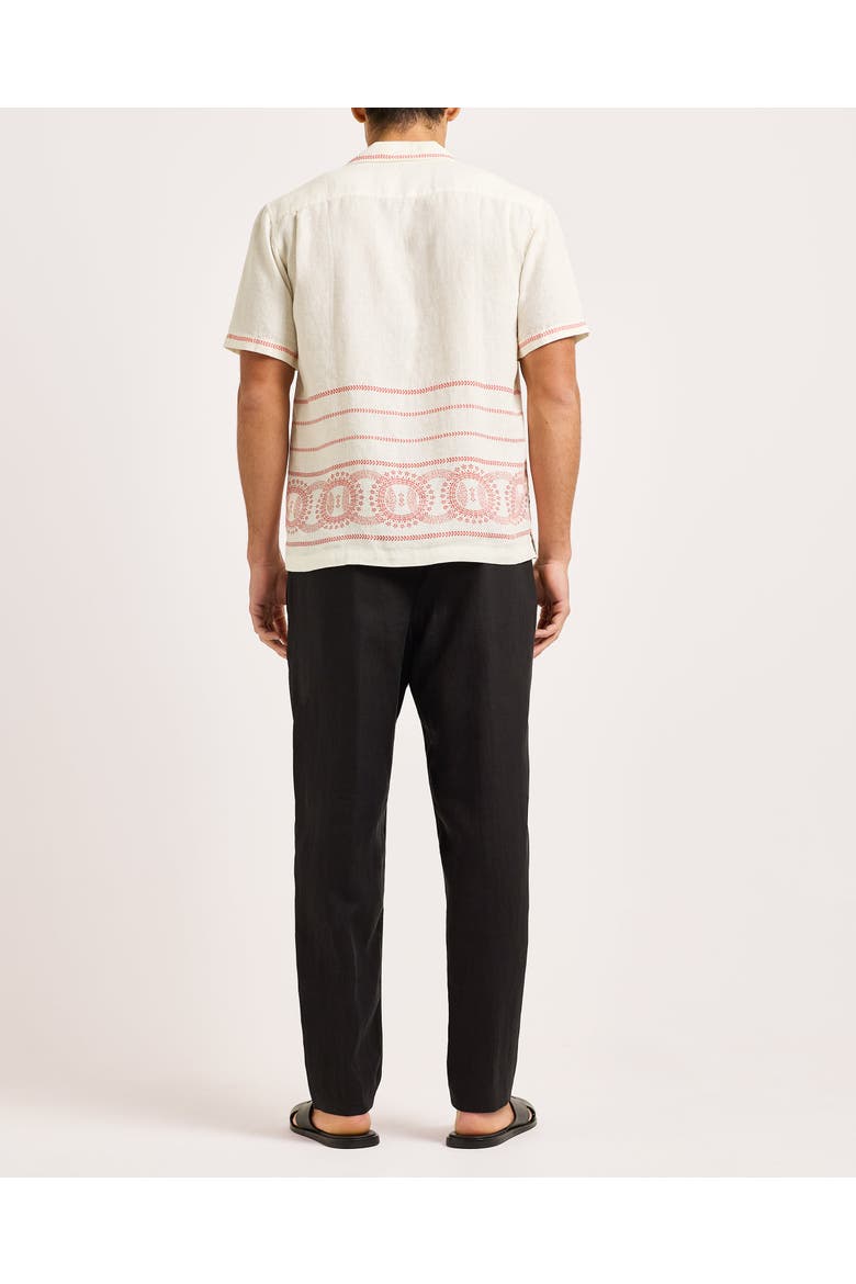 Maitan Linen Relaxed-Fit Shirt, Alternate, color, White Sand/Summer Red