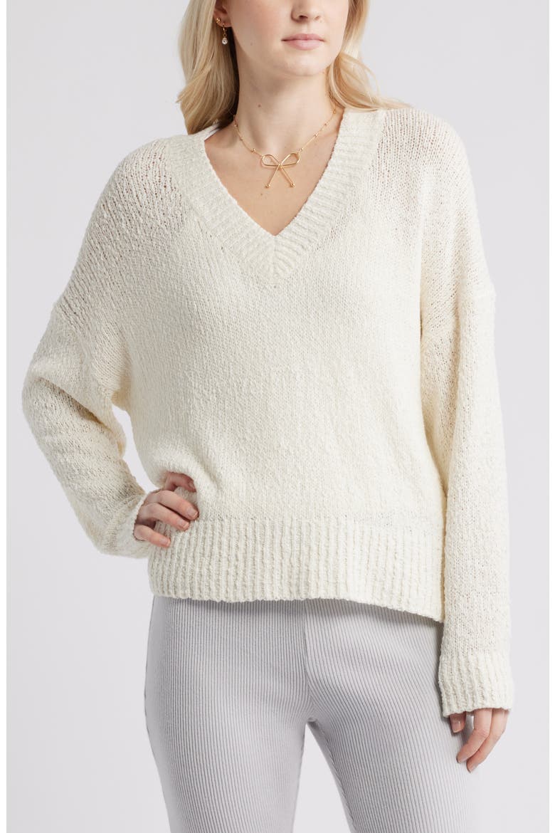 Oversize V-Neck Sweater, Main, color, IVORY