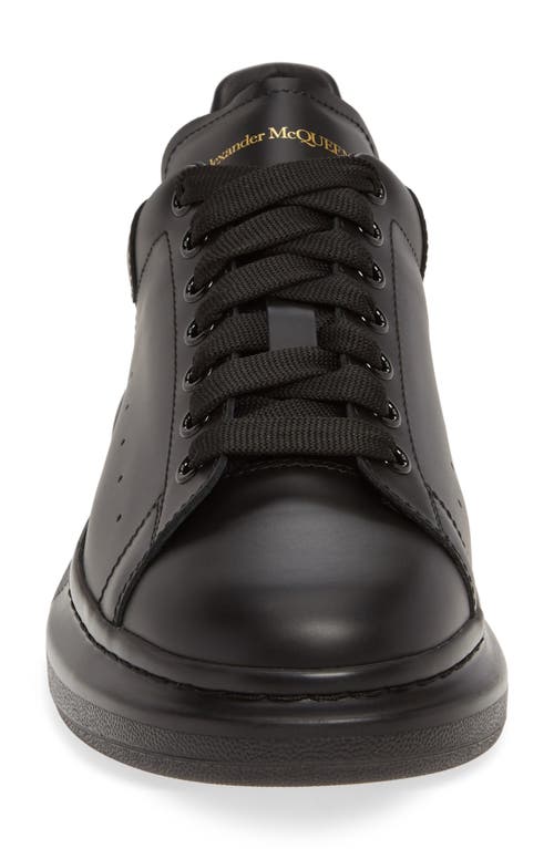 Alexander Mcqueen Black Sneakers With Logo Lettering On The Rear And Oversize Rubber Sole In Leather In Black/black