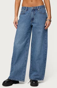 EDIKTED Skye Low Rise Baggy Wide Leg Jeans