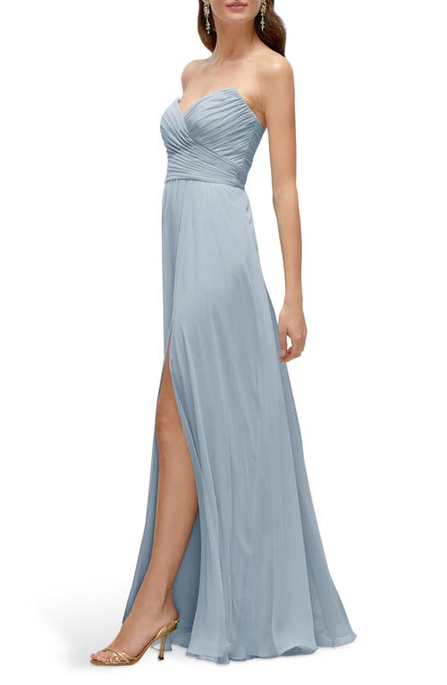 Shop After Six Pleat Detail Strapless Chiffon A-line Gown In Mist