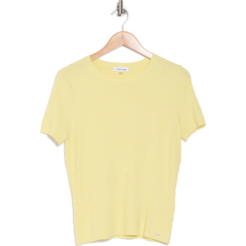 Calvin Klein Textured Short Sleeve Sweater In Pale Citrine